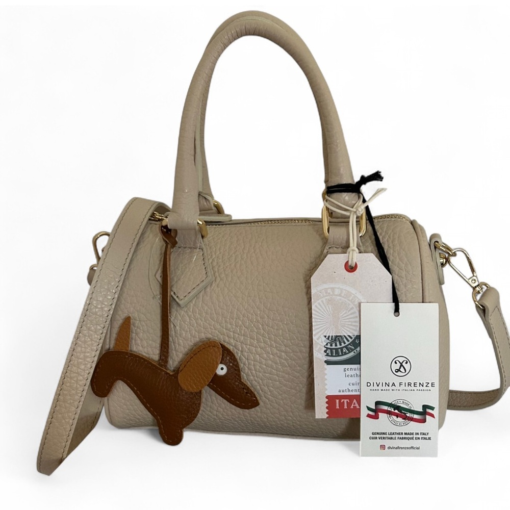 DIVINA FIRENZE Made in Italy leather Booling Crossbody - Picture 6 of 12